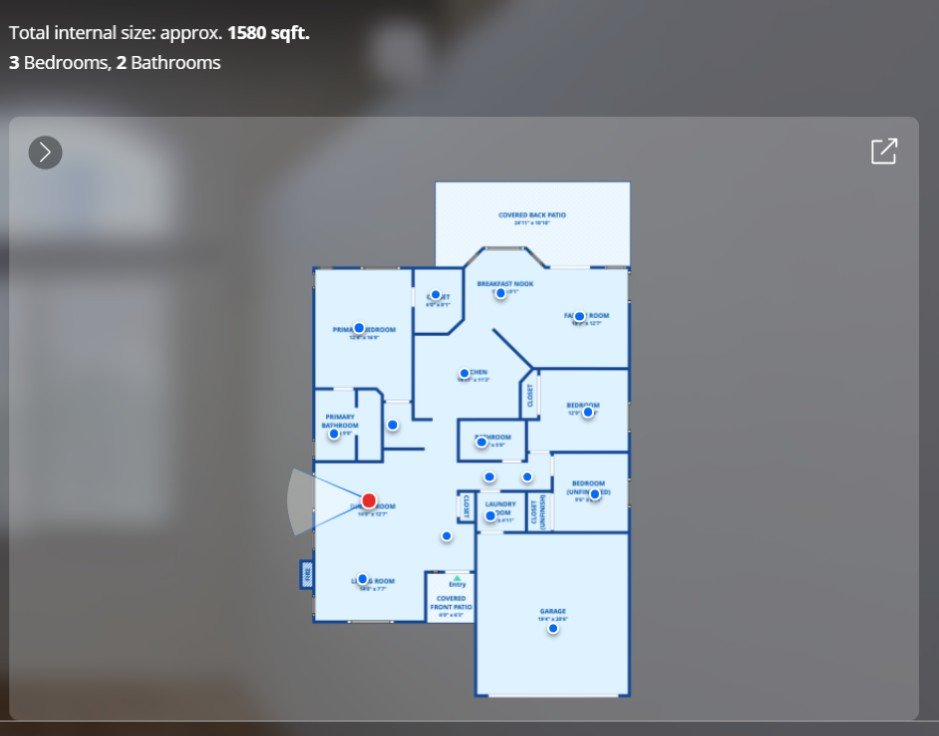 Zillow 3D Home tour radar showing panoramic hotspot locations